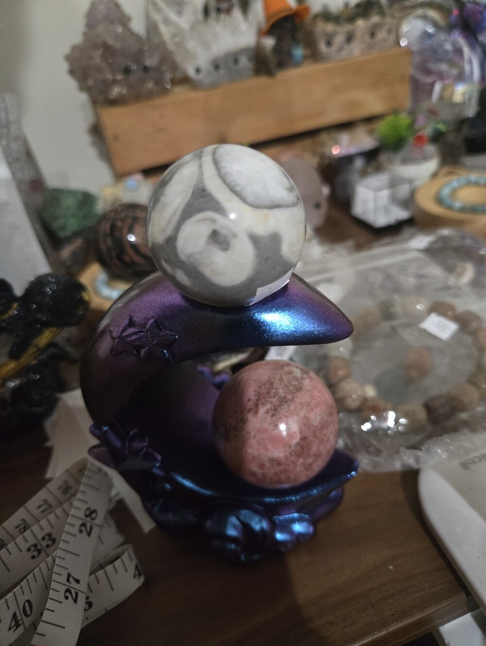 Purple Irridescent Moon Double Sphere Holder